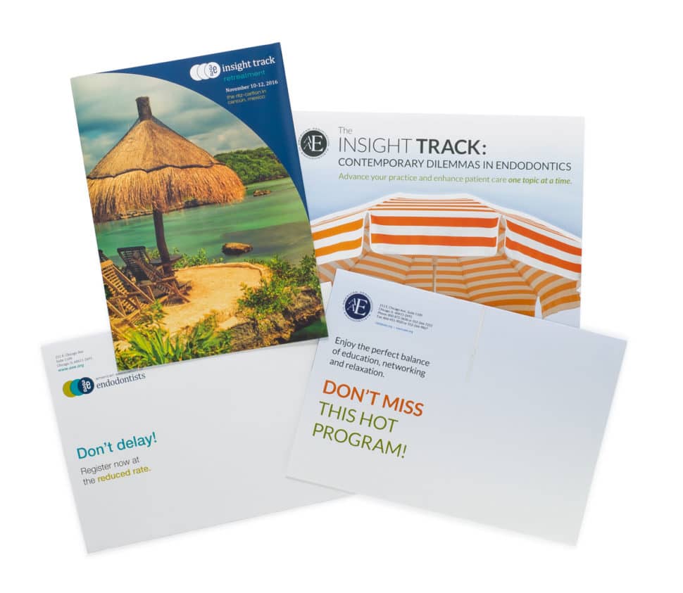 Custom self mailer for AAE used for direct mail marketing and recipient engagement