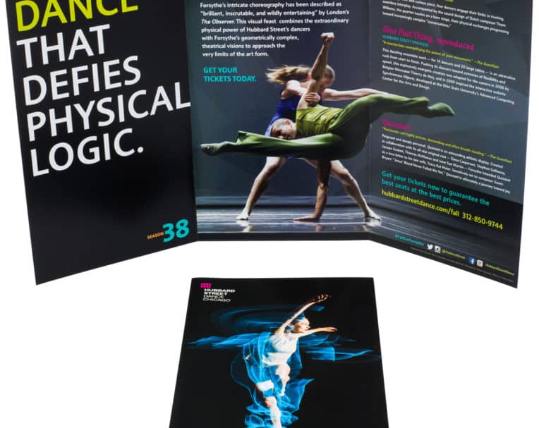 Custom direct mailer for Hubbard Street used for event promotion and audience engagement