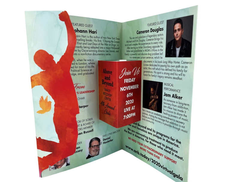 Custom ANB gala brochure featuring full-color design and refined layout for nonprofit event promotion