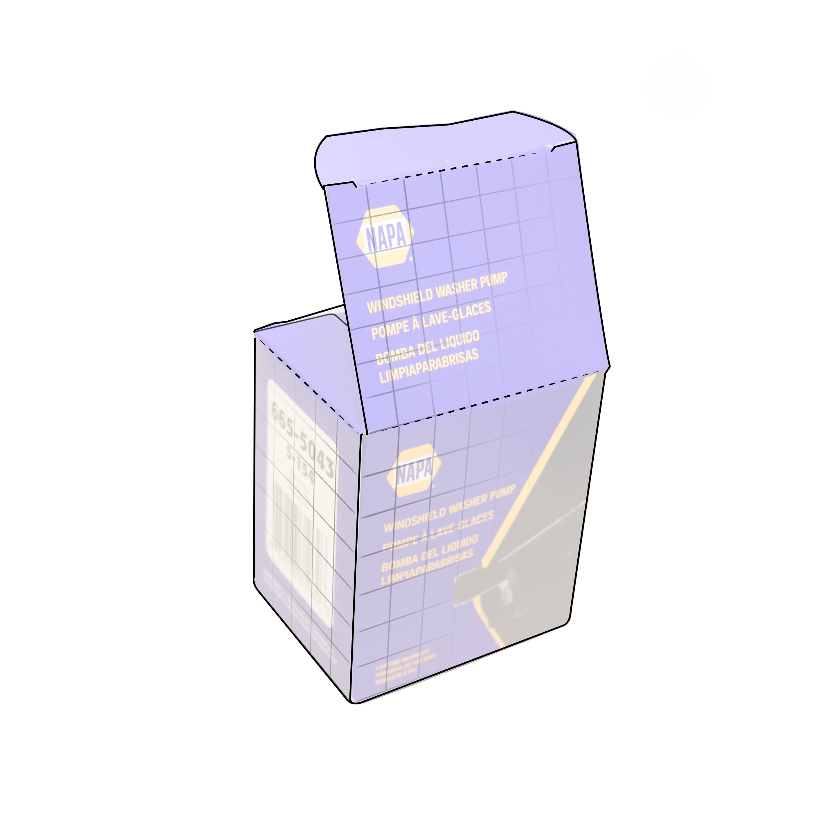 Short-run prototype box sample with the dieline proof still visible