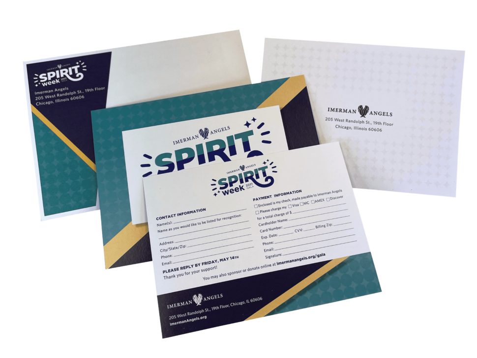 Custom gala invitation for Imerman Angels used for event promotion and attendee engagement