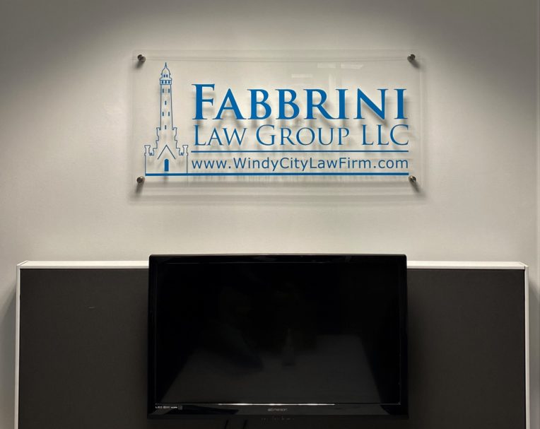 Custom acrylic sign for Fabbrini Law used for professional business branding