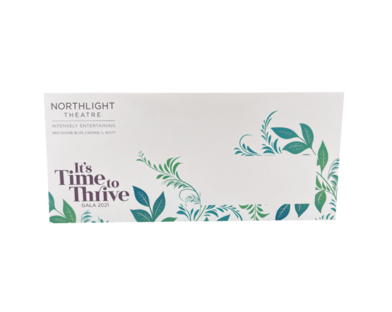 Custom printed Northlight envelope featuring full-color design to match an invitation package