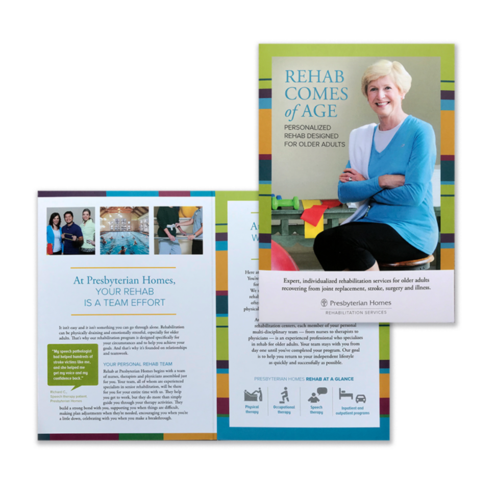 Custom brochure for Presbyterian Homes used for informational content and organizational communication