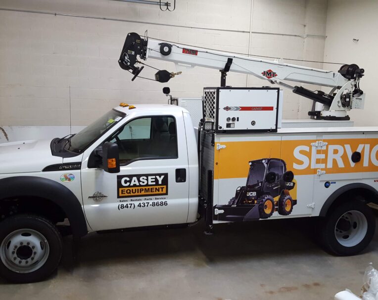Custom vehicle wrap for Casey Equipment used for mobile advertising and brand visibility