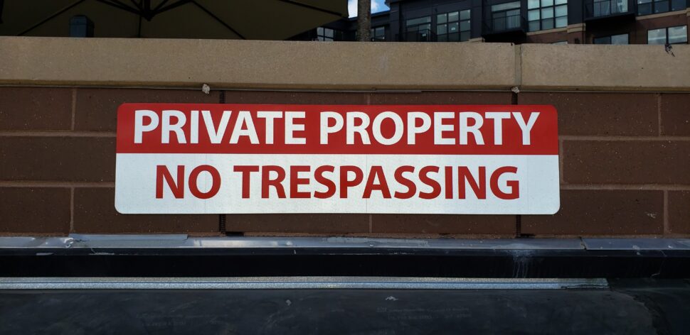 20210622_155253 (1) Custom reflective private property sign used for visibility, safety, and property identification