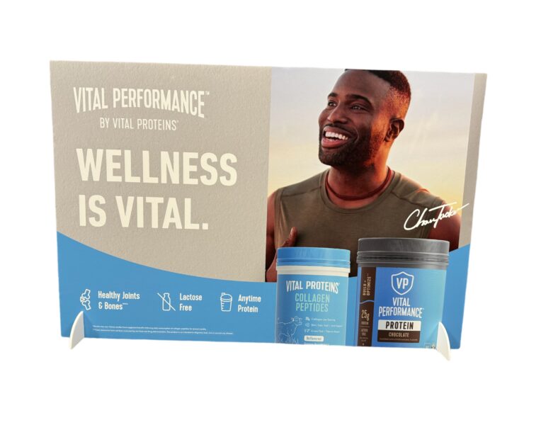 Custom retail endcap display for Vital Proteins used for product visibility and in-store merchandising