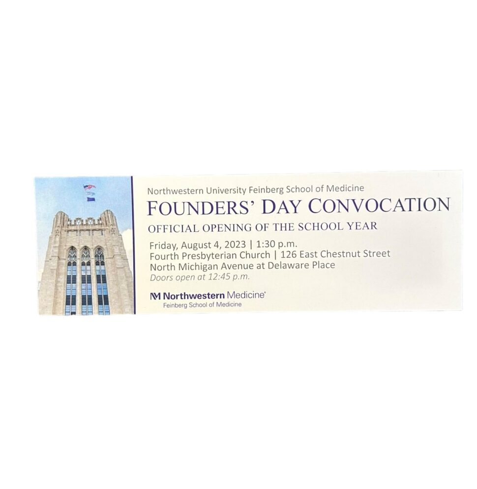 Northwestern Founders’ Day Event Ticket Custom event tickets for Northwestern Founders Day used for event entry and attendee experience