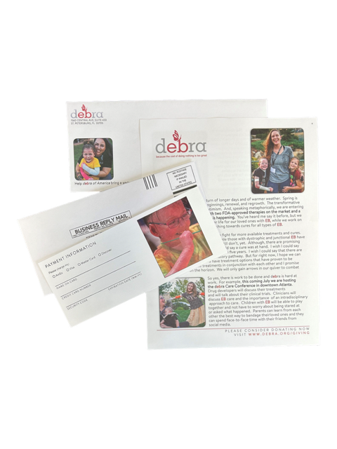 Custom fundraising appeal for Debra used for donor engagement and nonprofit direct mail campaigns