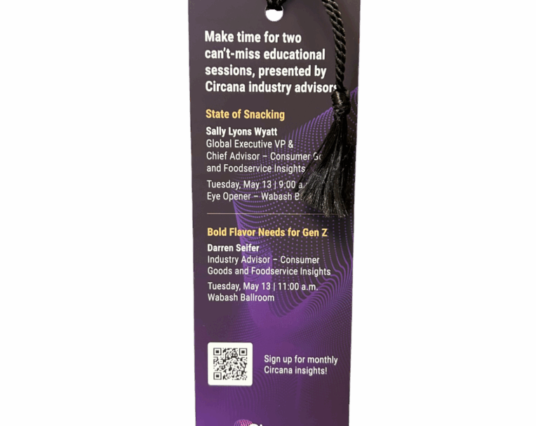 Custom printed bookmark for Circana featuring full-color branding and clean layout for marketing and promotional use