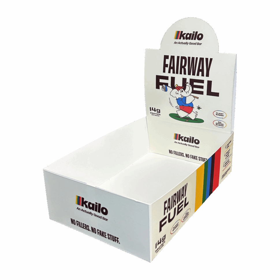 Custom printed product carton for Fairway Fuel featuring branded design and durable structure for retail packaging