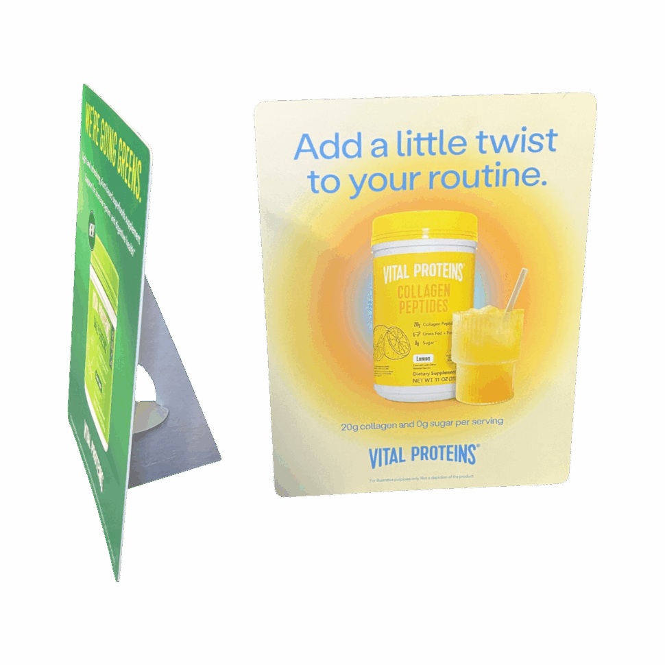 Custom POP display for Vital Collagen featuring bold product branding for retail shelf impact