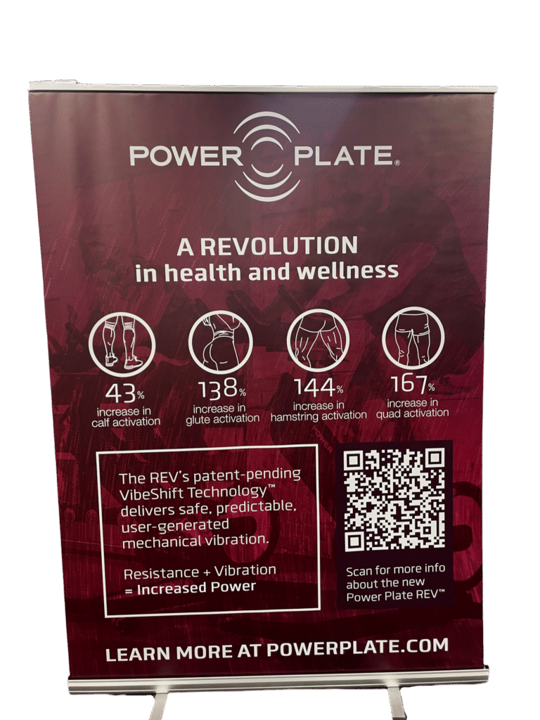 Power Plate large retractable banner full-color custom printed large-format display for branded events and retail