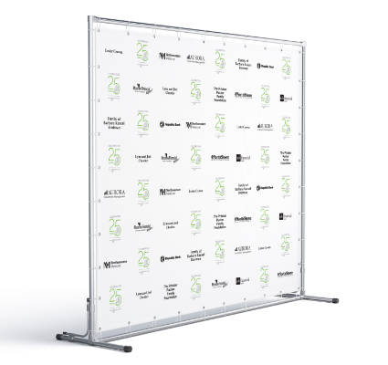Northwestern step and repeat banner full-color custom printed large-format backdrop for branded photo opportunities
