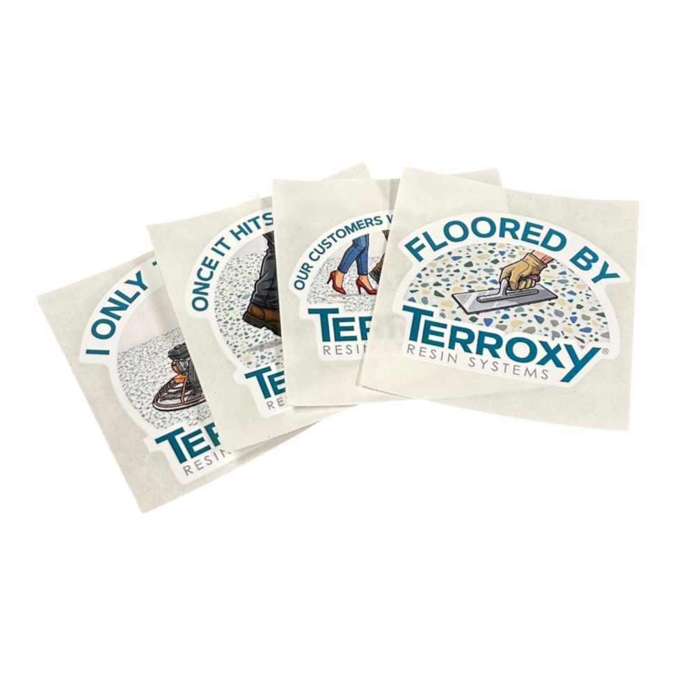 Custom stickers for Terrazzo Marble Supply used for branding and product labeling
